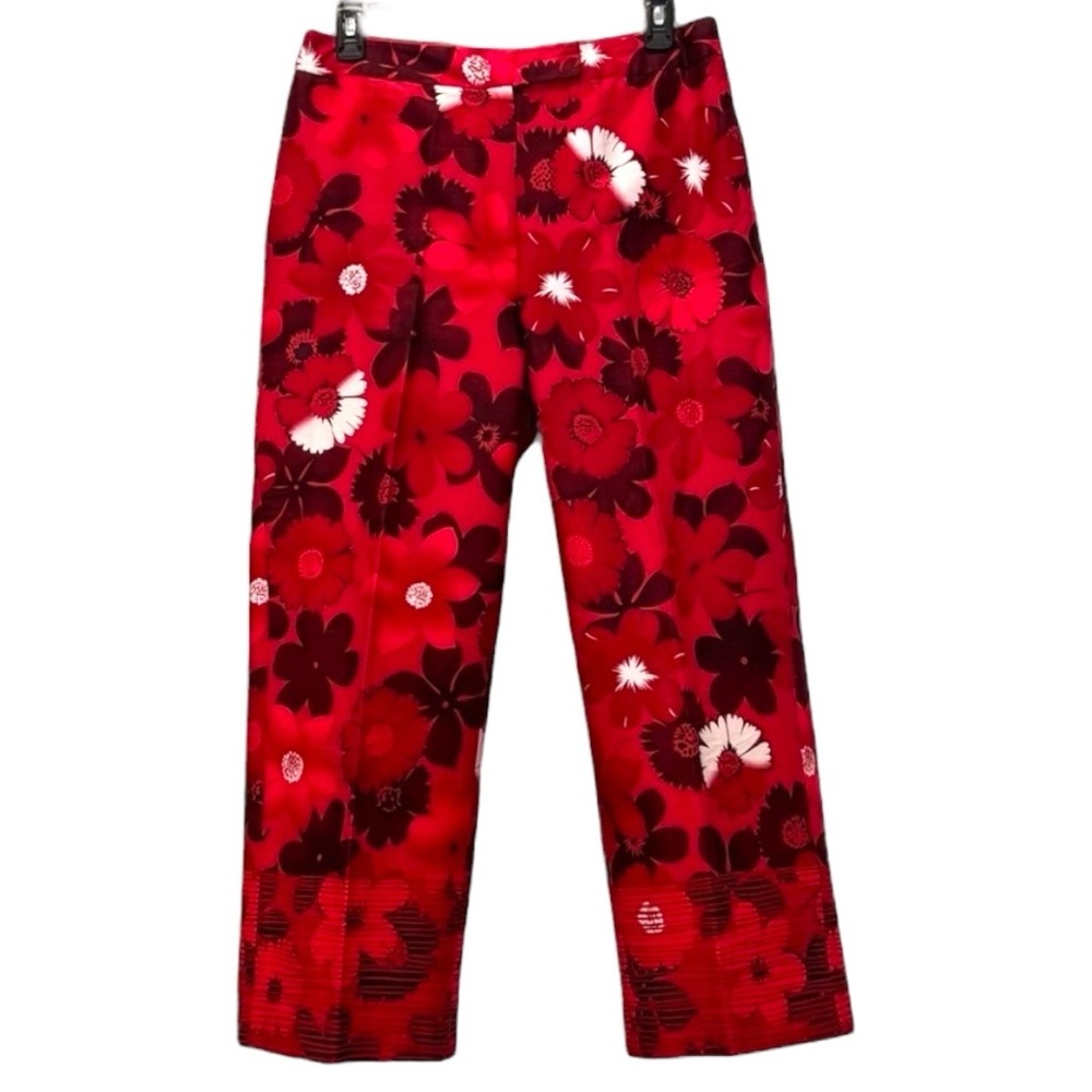 NWOT Willi Smith Stretch Size 10 Shades of Burgundy & Black Floral Ankle Pants